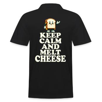 Keep Calm And Melt Cheese Fun Motif - Men's Polo Shirt - black - Back - Kai (181cm)