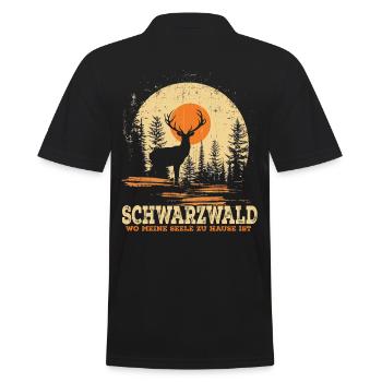 Schwarzwald Wandern Silhouette Hirsch - Männer Poloshirt - Schwarz - Hinten - Kai (181cm)
