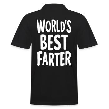 Worlds Best Farter Witzige Botschaft - Männer Poloshirt - Schwarz - Hinten - Kai (181cm)