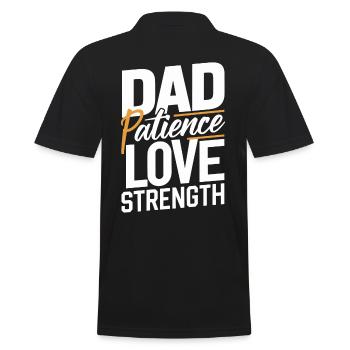 Stärke Liebe Geduld - Ehre Deinen Vater - Männer Poloshirt - Schwarz - Hinten - Kai (181cm)
