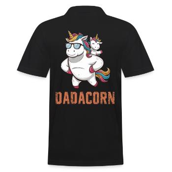 Dadacorn Einhorn Vater und Kind Motiv - Männer Poloshirt - Schwarz - Hinten - Kai (181cm)
