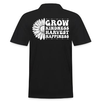 Grow Friendliness Harvest Happiness - Men's Polo Shirt - black - Back - Kai (181cm)
