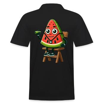 Lifeguard Watermelon Character - Men's Polo Shirt - black - Back - Kai (181cm)