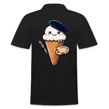 Picturesque Summer Delight Ice Cream - Men's Polo Shirt - black - Back - Kai (181cm)