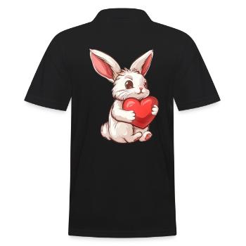 Adorable lapin tenant une illustration de coeur - Polo Homme - noir - Dos - Kai (181cm)