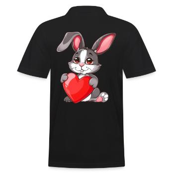 Adorable lapin tenant un coeur rouge avec mignon - Polo Homme - noir - Dos - Kai (181cm)