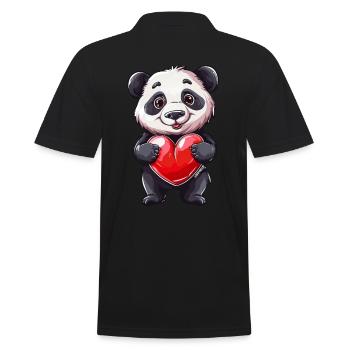 Adorable Panda Holding Heart - Sweet Panda Design - Männer Poloshirt - Schwarz - Hinten - Kai (181cm)