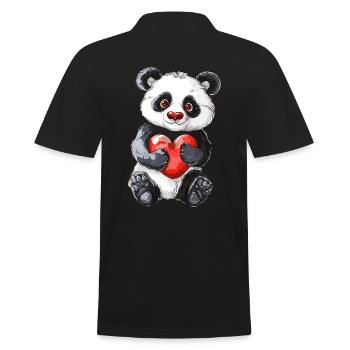 Adorable panda tenant un cœur rouge pour les amoureux des pandas - Polo Homme - noir - Dos - Kai (181cm)