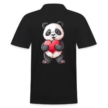 Cute Panda Holding Heart for Animal Lovers - Männer Poloshirt - Schwarz - Hinten - Kai (181cm)