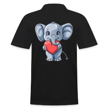 Éléphant mignon tenant une illustration de coeur pour - Polo Homme - noir - Dos - Kai (181cm)