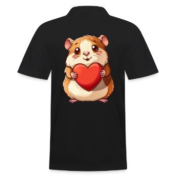 Adorable Hamster Holding Heart Cute Animal Art - Männer Poloshirt - Schwarz - Hinten - Kai (181cm)