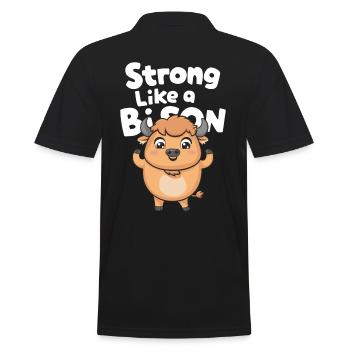 Stark wie ein Bison Niedliche Cartoon-Inspiration - Männer Poloshirt - Schwarz - Hinten - Kai (181cm)