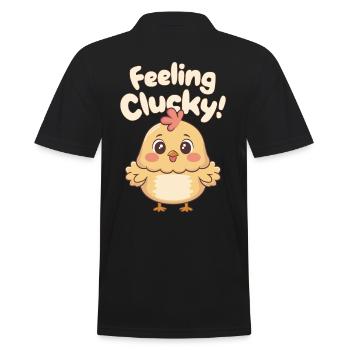 Se sentir chanceux mignon dessin animé Poulet Design - Polo Homme - noir - Dos - Kai (181cm)