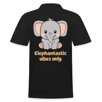Elephantastic Vibes Nur süßer Elefant - Männer Poloshirt - Schwarz - Hinten - Kai (181cm)