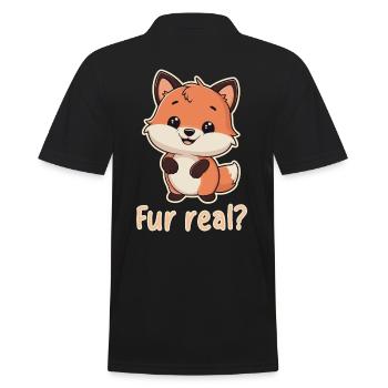 Fourrure réelle ? Illustration de renard mignon - Polo Homme - noir - Dos - Kai (181cm)