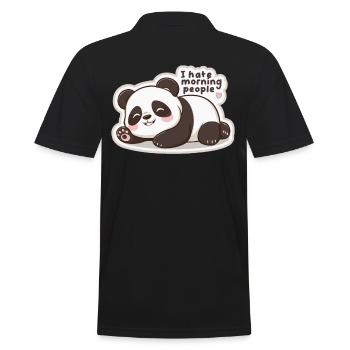 I Hate Morning People Cute Lazy Panda - Men's Polo Shirt - black - Back - Kai (181cm)