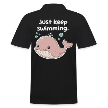 Continuez à nager Adorable baleine motivante - Polo Homme - noir - Dos - Kai (181cm)