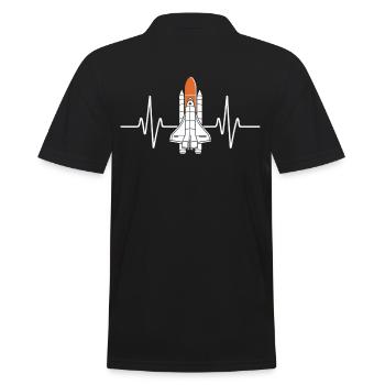 Herzschlag Space Shuttle Design - Männer Poloshirt - Schwarz - Hinten - Kai (181cm)