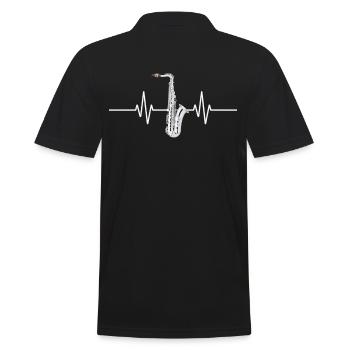 Saxophone Heartbeat Design Mélomane - Polo Homme - noir - Dos - Kai (181cm)