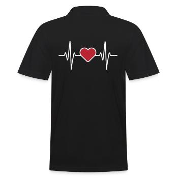 Herzschlag mit Herz Symbol - Männer Poloshirt - Schwarz - Hinten - Kai (181cm)