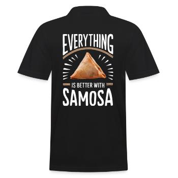 Alles Ist Besser Mit Samosa - Männer Poloshirt - Schwarz - Hinten - Kai (181cm)