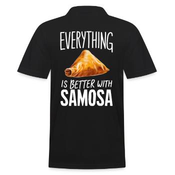 Alles Ist Besser Mit Samosa - Männer Poloshirt - Schwarz - Hinten - Kai (181cm)