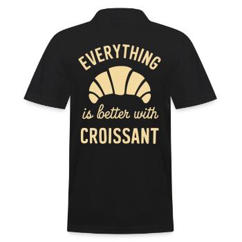 Alles Ist Besser Mit Croissant - Männer Poloshirt - Schwarz - Hinten - Kai (181cm)