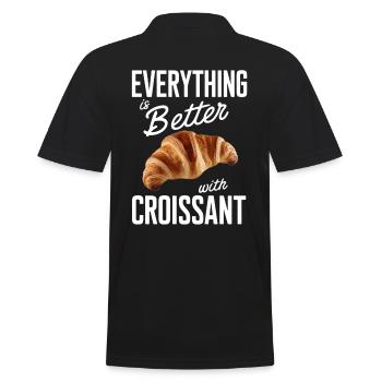 Alles Ist Besser Mit Croissant - Männer Poloshirt - Schwarz - Hinten - Kai (181cm)