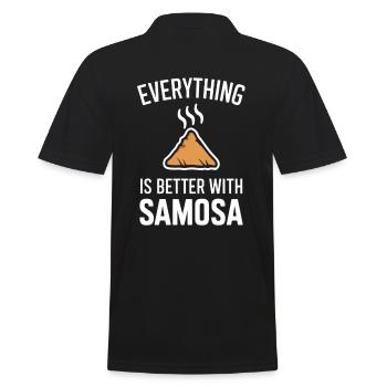 Alles Ist Besser Mit Samosa - Männer Poloshirt - Schwarz - Hinten - Kai (181cm)