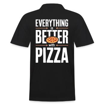 Alles Ist Besser Mit Pizza - Lustiges Pizza - Männer Poloshirt - Schwarz - Hinten - Kai (181cm)