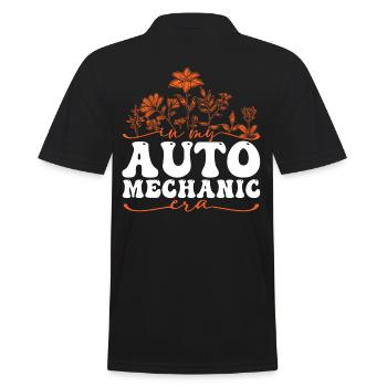 In My Auto Mechanic Era Blumenmotiv - Männer Poloshirt - Schwarz - Hinten - Kai (181cm)