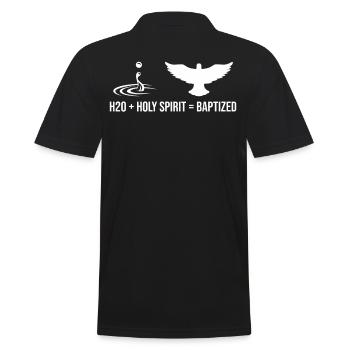 Wasser + Heiliger Geist = Getauft - Männer Poloshirt - Schwarz - Hinten - Kai (181cm)