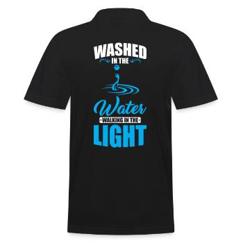 Washed in the water, walking in the light - Men's Polo Shirt - black - Back - Kai (181cm)