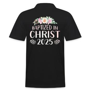 Getauft In Christus 2025 Blumenmuster - Männer Poloshirt - Schwarz - Hinten - Kai (181cm)