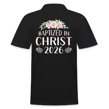 Getauft In Christus 2026 Mit Blumen - Männer Poloshirt - Schwarz - Hinten - Kai (181cm)