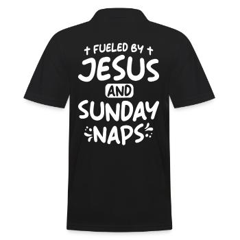 Powered By Jesus And Sunday Naps - Men's Polo Shirt - black - Back - Kai (181cm)