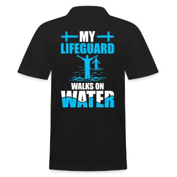 Mein Rettungsschwimmer Geht Auf Wasser - Getauft - Männer Poloshirt - Schwarz - Hinten - Kai (181cm)