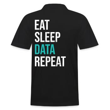 Eat Sleep Data Repeat Statistics Lovers - Men's Polo Shirt - black - Back - Kai (181cm)