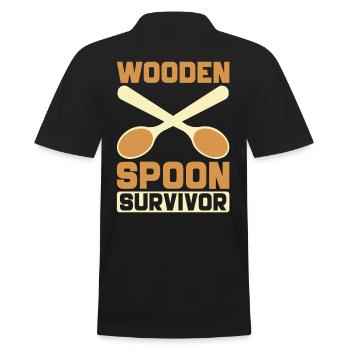 Wooden Spoon Survivor Lustig Retro Design - Männer Poloshirt - Schwarz - Hinten - Kai (181cm)