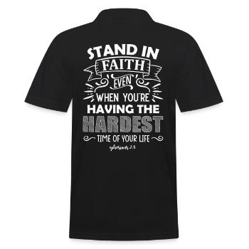 Believe Even in Difficult Times Ephesians 2:8 - Men's Polo Shirt - black - Back - Kai (181cm)