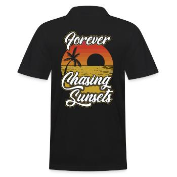 Always chasing the sunset - Men's Polo Shirt - black - Back - Kai (181cm)