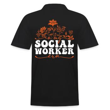 In My Social Worker Era Blumen Stilvolles Design - Männer Poloshirt - Schwarz - Hinten - Kai (181cm)