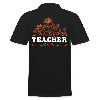 In My Teacher Era Mit Blumen - Männer Poloshirt - Schwarz - Hinten - Kai (181cm)
