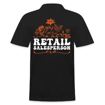 In My Retail Salesperson Era Floral Motif - Men's Polo Shirt - black - Back - Kai (181cm)