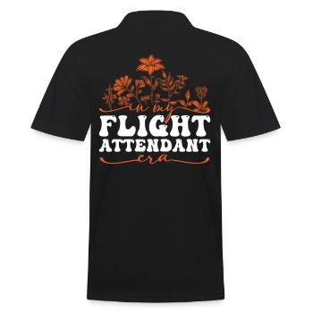 In My Flight Attendant Ära Blumen - Männer Poloshirt - Schwarz - Hinten - Kai (181cm)