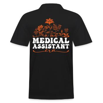 In My Medical Assistant Era Mit Blumenmotiv - Männer Poloshirt - Schwarz - Hinten - Kai (181cm)