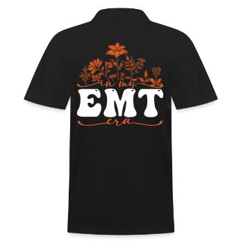 In My EMT Era Mit Blumenmotiv - Männer Poloshirt - Schwarz - Hinten - Kai (181cm)
