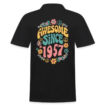 Awesome Since 1957 Flowers Hippie Born Year 1957 - Men's Polo Shirt - black - Back - Kai (181cm)
