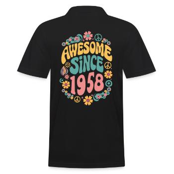 Génial Depuis 1958 Fleurs Hippie Né Année 1958 - Polo Homme - noir - Dos - Kai (181cm)