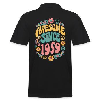 Awesome Since 1959 Flowers Hippie Born Year 1959 - Men's Polo Shirt - black - Back - Kai (181cm)